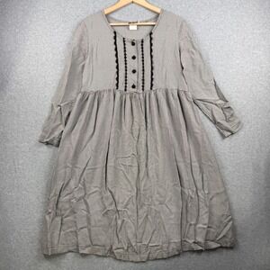 Vintage Great Times Dress Womens Small Black White Gingham Babydoll Cottagecore